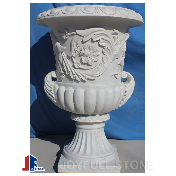
White Marble Carved Modern Planter pots for outdoor 