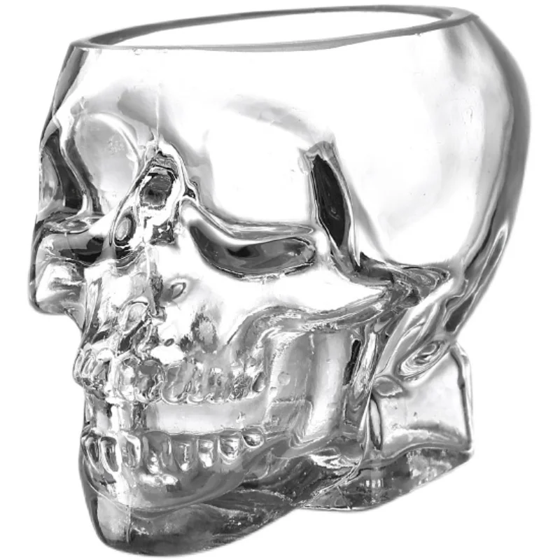 Wholesale skull shaped whiskey glass lead-free Vodka Spirits shot glass mug creative cocktail glass