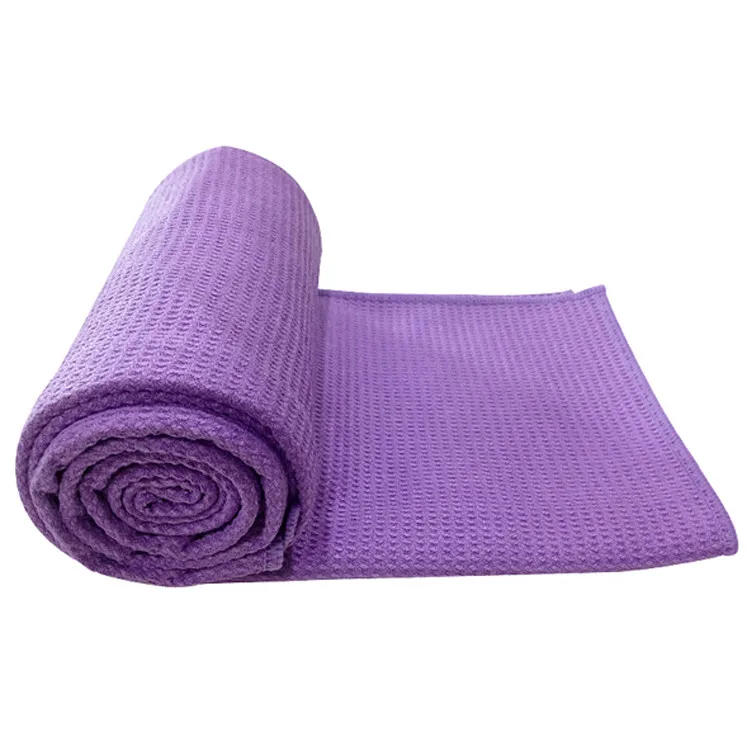 Customized design plain color waffle yoga towel non slip microfiber towel