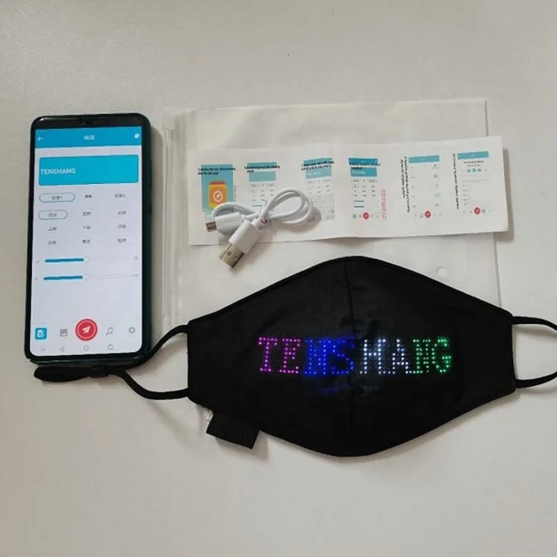 Neon Mask Programmable LED Wireless Blue tooth APP Light Up Party Display Purge Halloween Glow In Dark Cosplay Festival