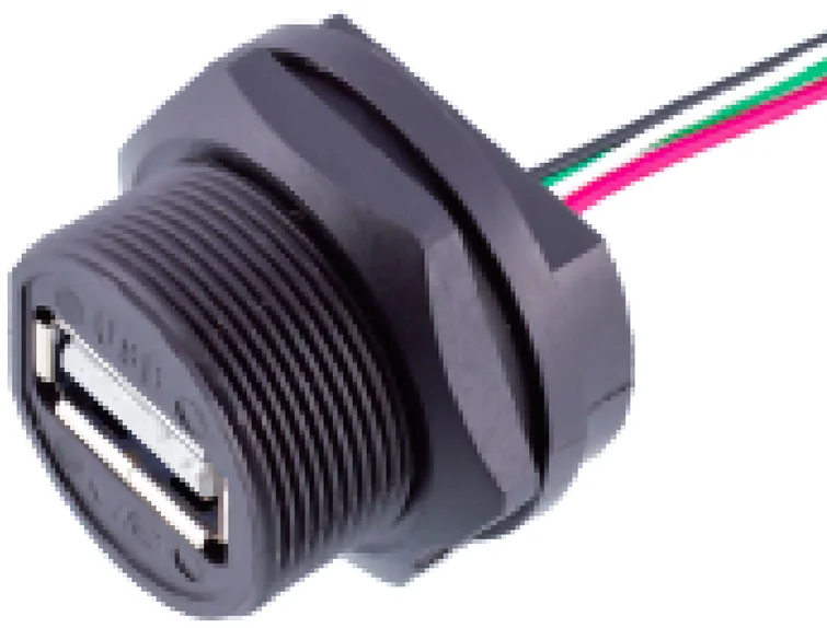 IP67 USB waterproof panel mount socket connector