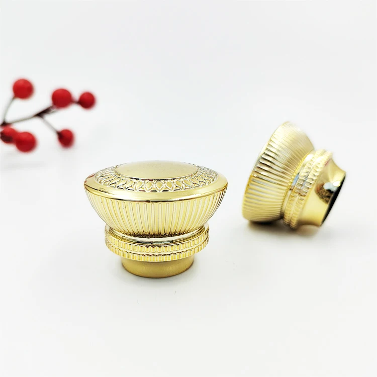 Low MOQ factory custom golden luxury metal zinc alloy lid zamac  perfume cap for perfume glass bottle