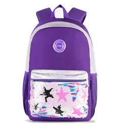 Street Fashion 15 Inch Green Sequin Stars Teenagers Children Kid Backpack School Bags Girls