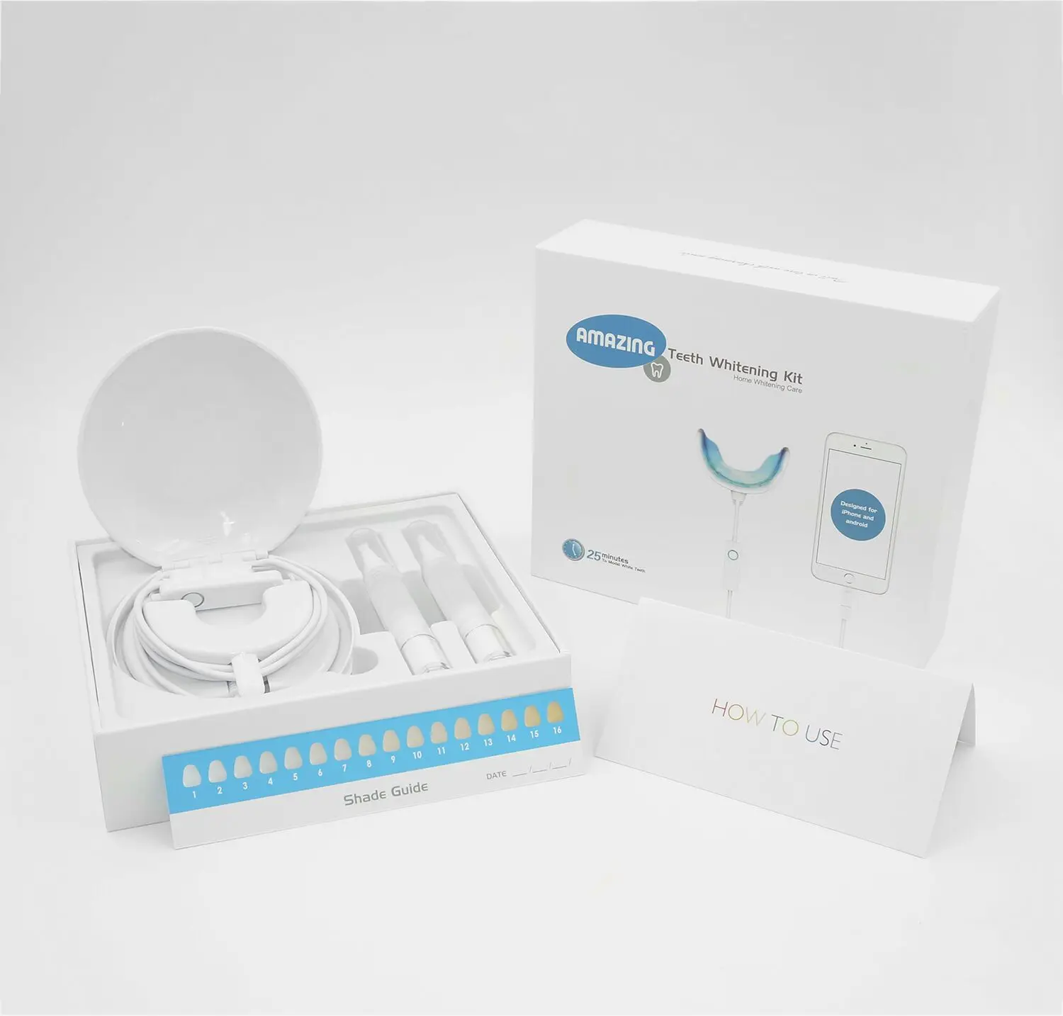 Custom logo available Phone smart 16PCS LED mini light teeth whitening kit