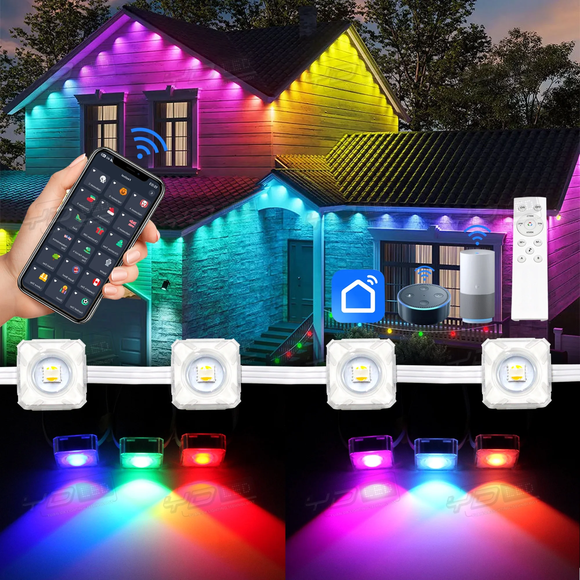 Factory Waterproof Outdoor Permanent Christmas Halloween Easter Holiday Rgbw Led Pixel Point Light