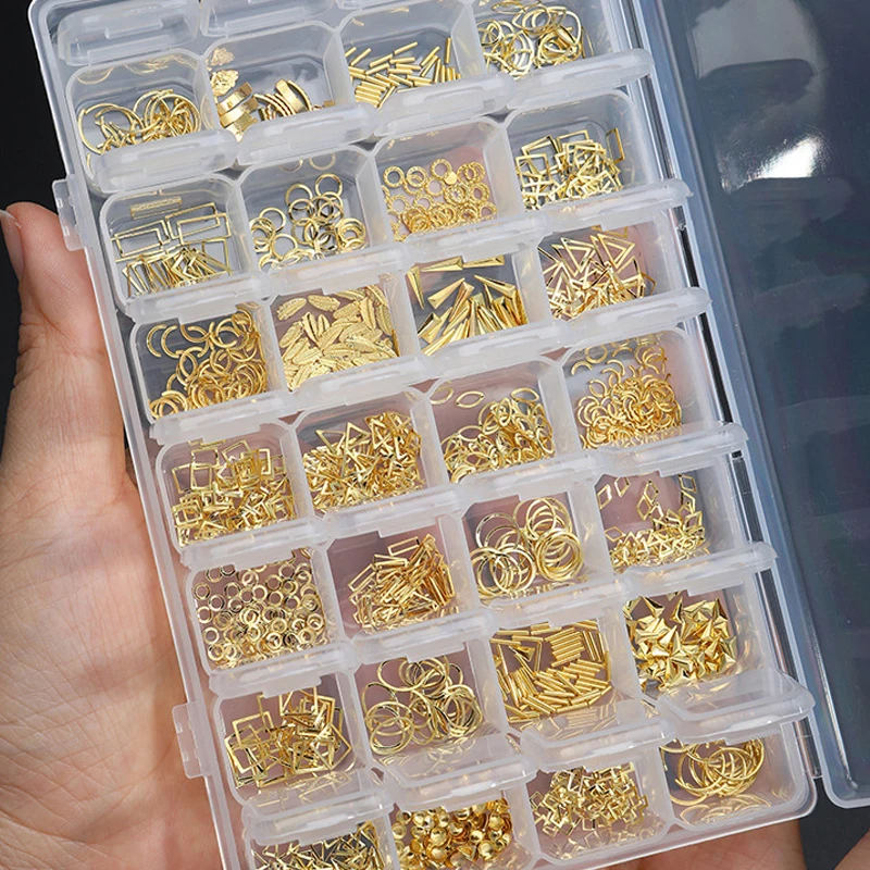 28 Gird Crystal Germ Jewelry Luxury Chrome Pink Hearts Flower Nail Charms Heart Rose Pearl Bear Colorful Nail Rhinestones