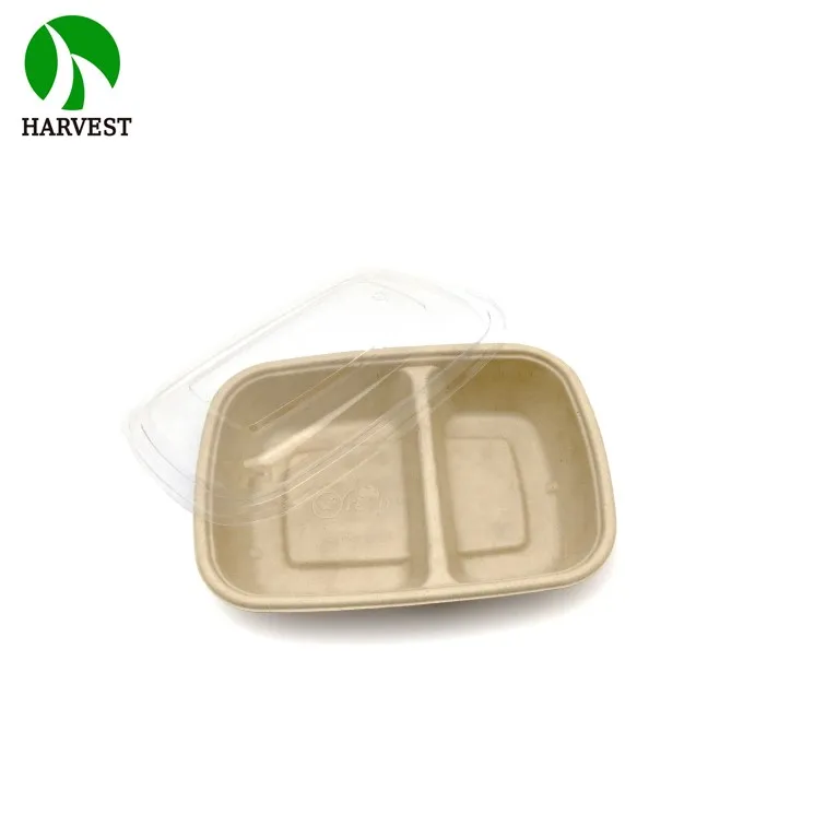 One time use 2 compartment paper microwave bento lunch box food container