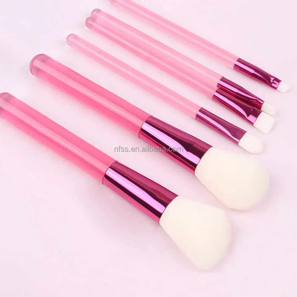 New Low Moq Custom Beginners Make-Up Brushes Kit Carry On Pink Purple Cosmetic Synthetic Hair 6Pcs Makeup Brush Set
