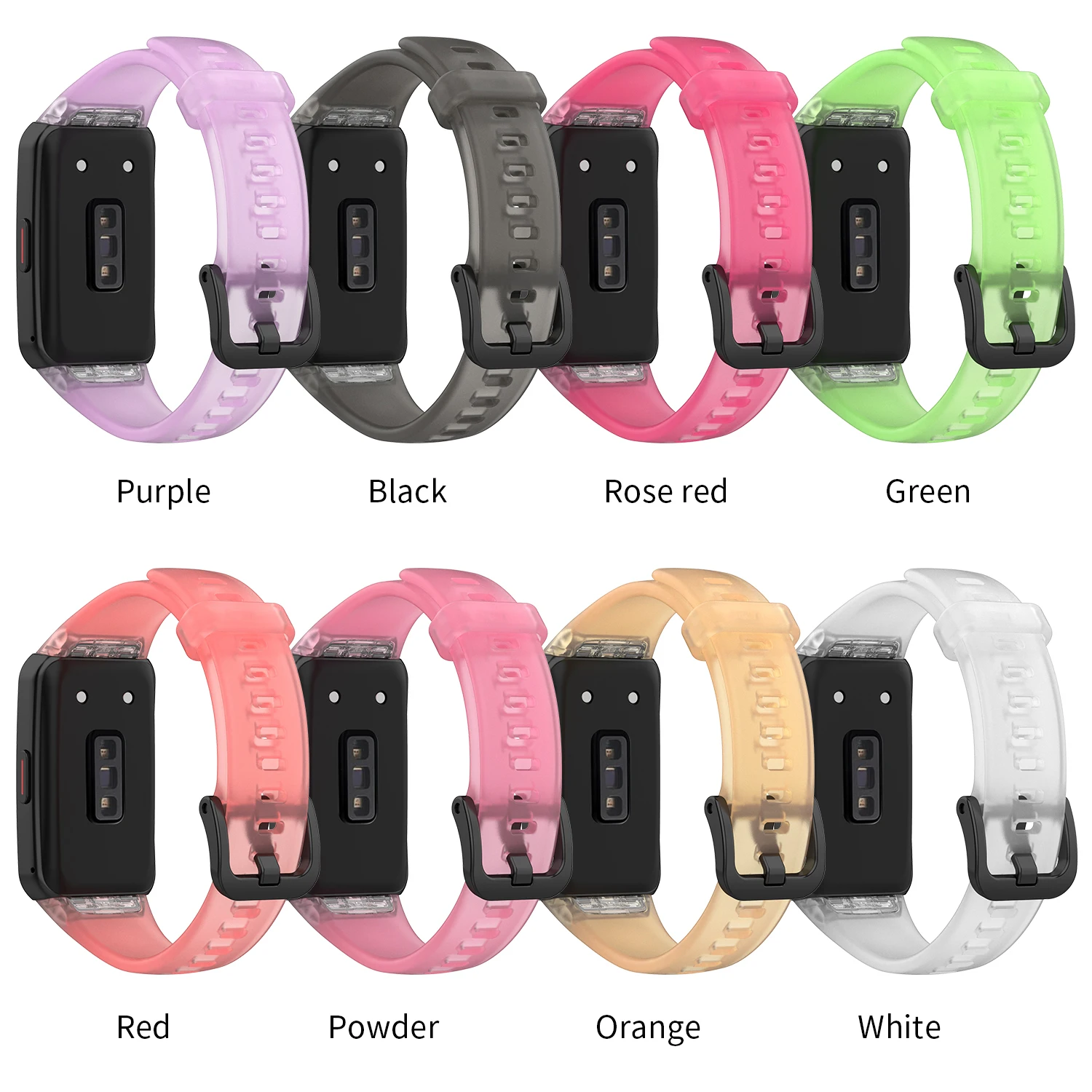 HuaMJ wholesale hot selling Tpu transparent watch band with metal buckle for huawei honor band 6