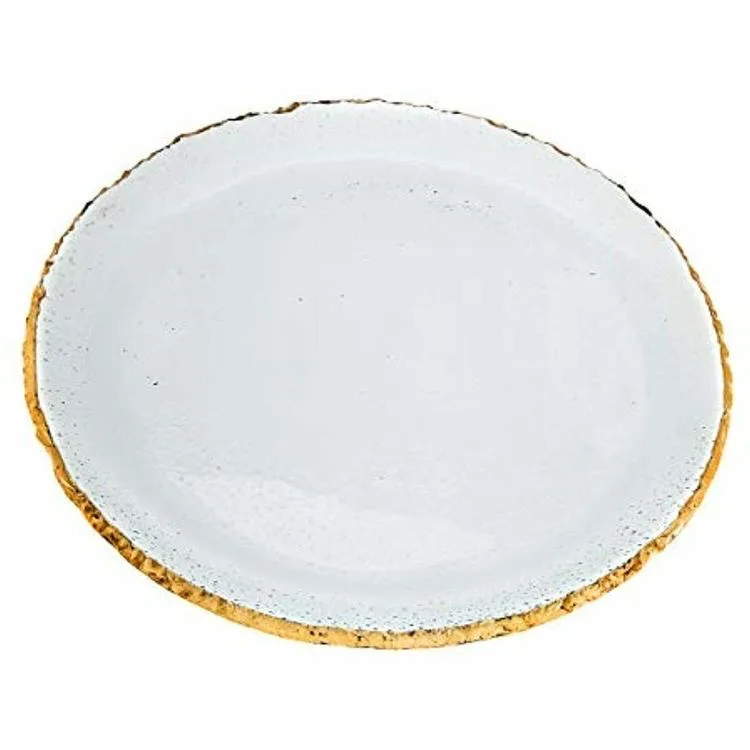 Овальные Прямоугольные Стеклянные тарелки с золотым ободком