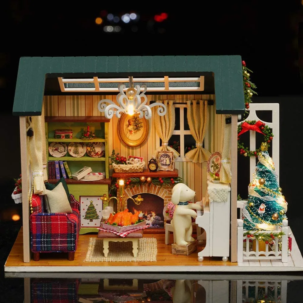 
DIY Miniature Wooden Dollhouse Kit Doll House Beauty Cottage LED Light Gift 
