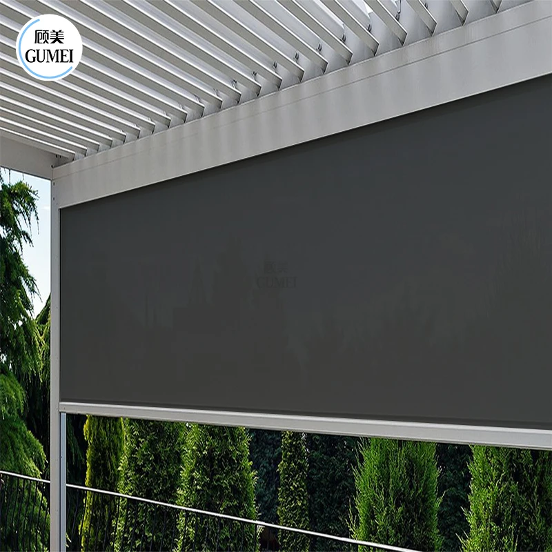 Easily Assembled Aluminium Roller Shades Outdoor Rainproof Motorized Zipped Screens