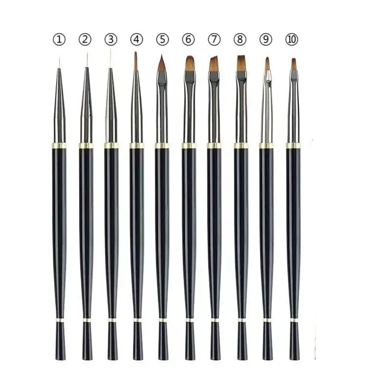 Wholesale High quality Nail Art Brush pen set Nylon Hair Plastic Handle 10/12 Pieces Acrylic Nail Art Painting Drawing Pen