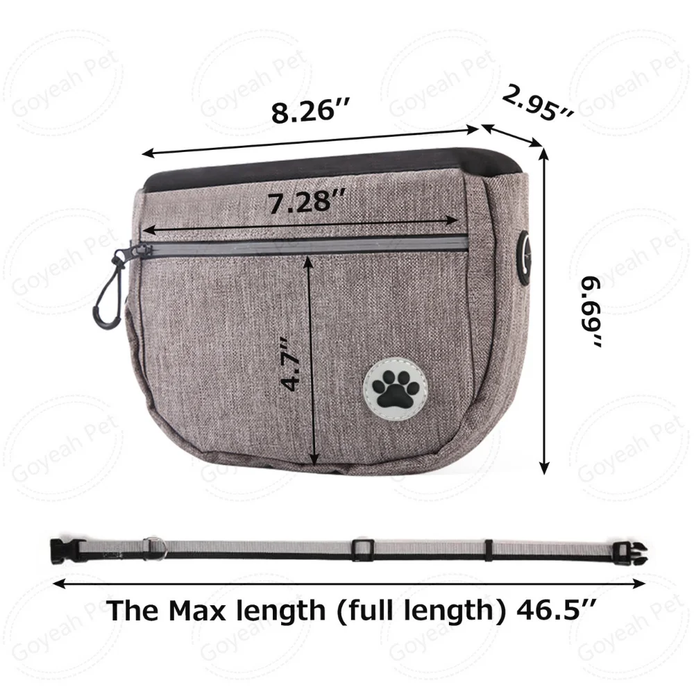 Large Capacity Dog Treat Pouch Waterproof 600D Oxford Pet Training Waist Bag