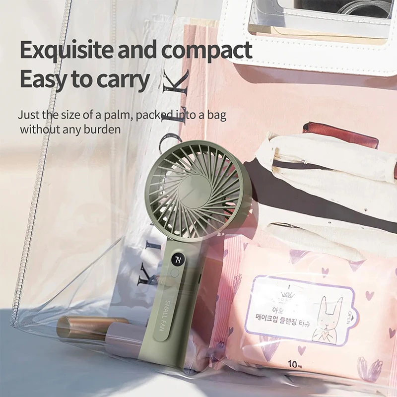 Wholesale Direct Sales Type-C portable electric fans mini  rechargeable cooling fans Digital display Souvenir gift hand fan