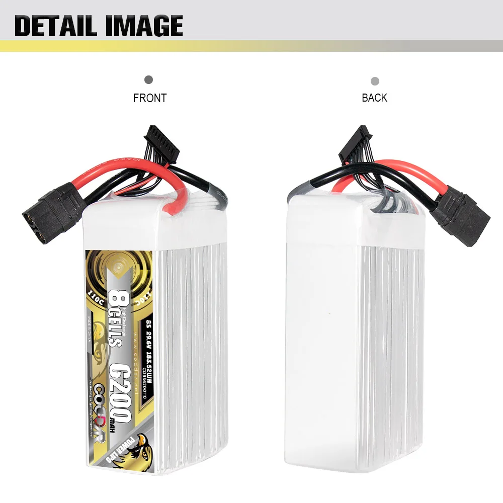CODDAR RC LiPo Battery 8S 6200MAH 29.6V 110C Helicopter Aerial Photography Model Aerobatic Flight AeroPlane Quad RC Car Boat