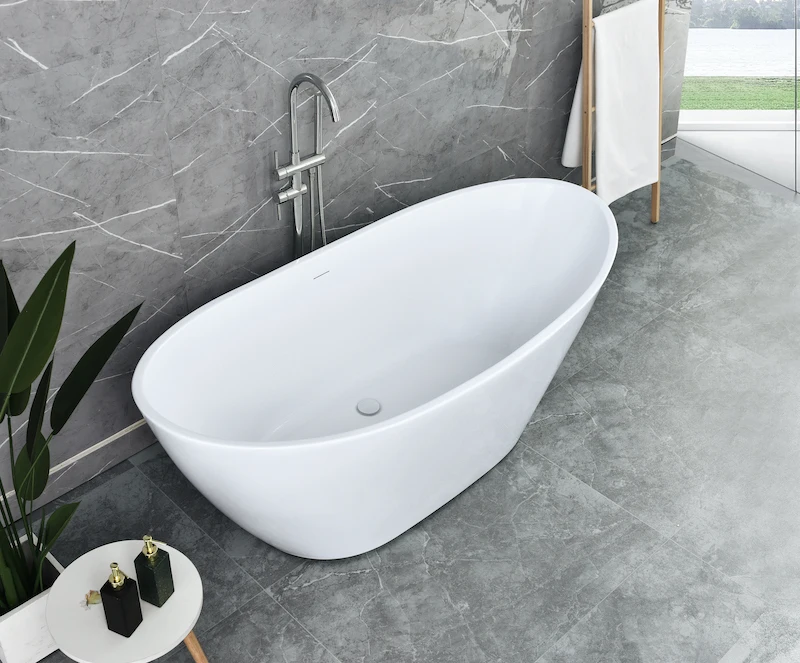 XM white Marble Stone Ceramic bathroom Standalone Supplier Bathtub Manufacturer cPUC Skirted Adult Free standing Acrylic Bathtub