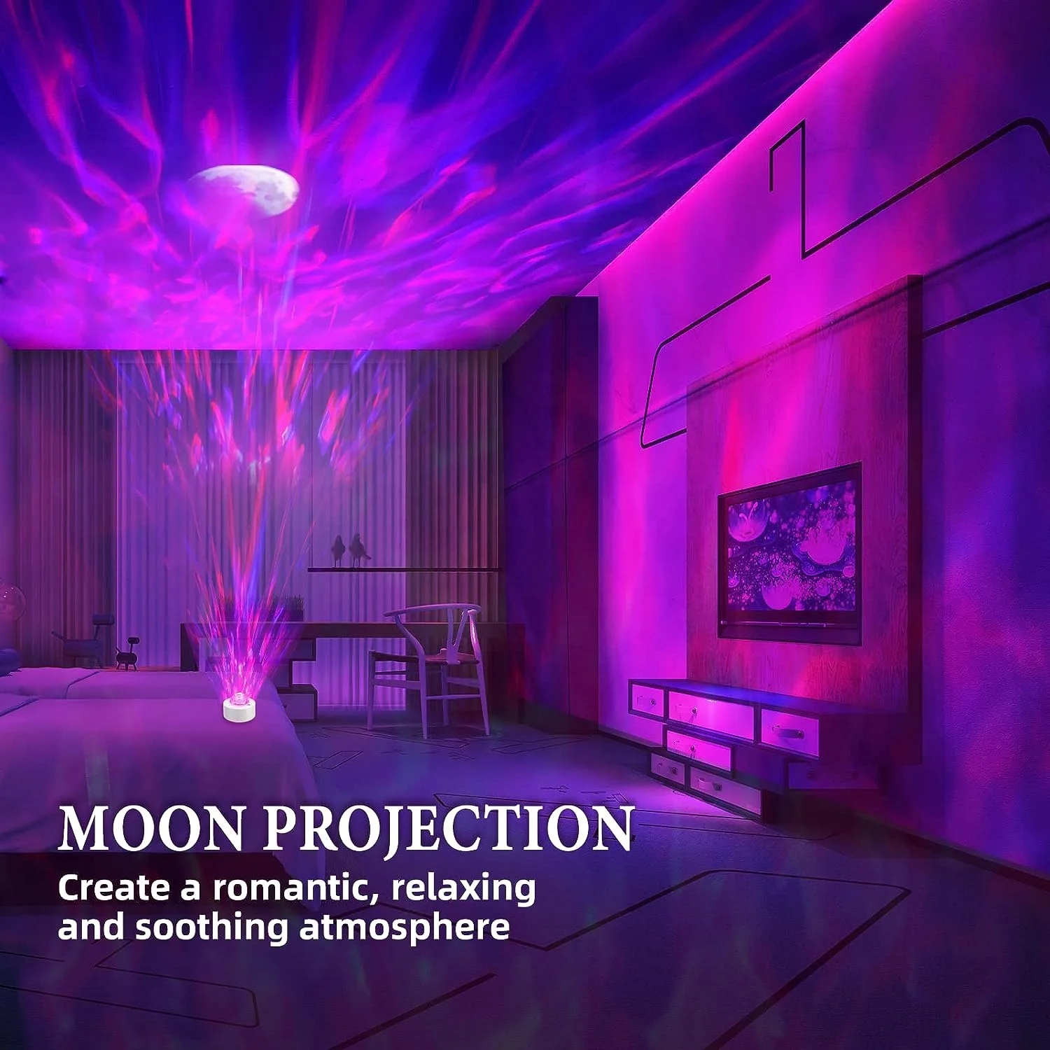 EGOGO Moon Ocean Water RippleLights Projection Lamp Nebula Cloud Lights Night Sky Lights Ceiling Cool Game Rooms