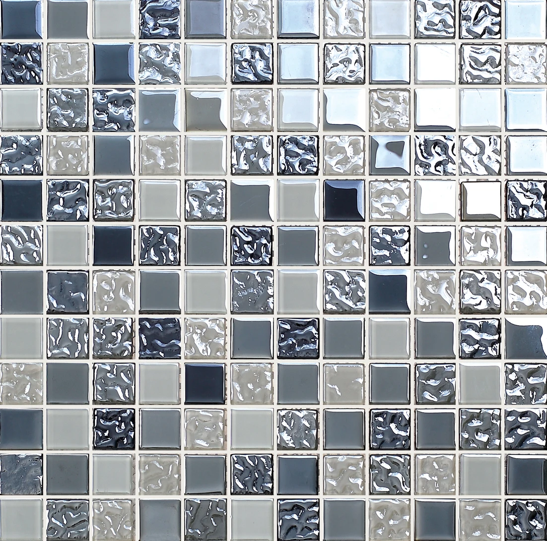 Glitter self adhesive pool mosaic tile mesh  crystal glass mosaic tile