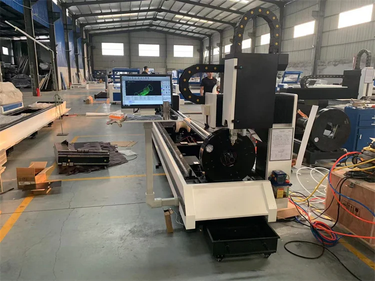 LaserMen Tube Pipe Fiber Laser Cutting Machine 2kw Automatic H Beam Profile/Angle Steel/channel Steel Provided Aluminum Machine