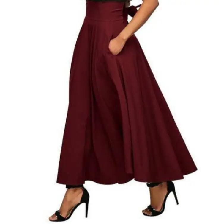 High Quality Fashion Women Girls Solid Color long skirts