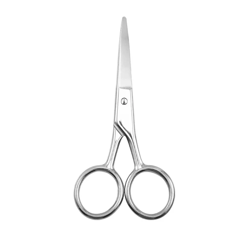 Stainless Steel Round Head Beard Nose Hair Trimmer Manicure Scissors