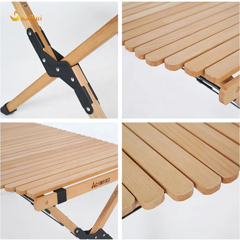 
2021 KAIHUI Folding Camping Wood Table for beach, picnic, camp or as a gift 