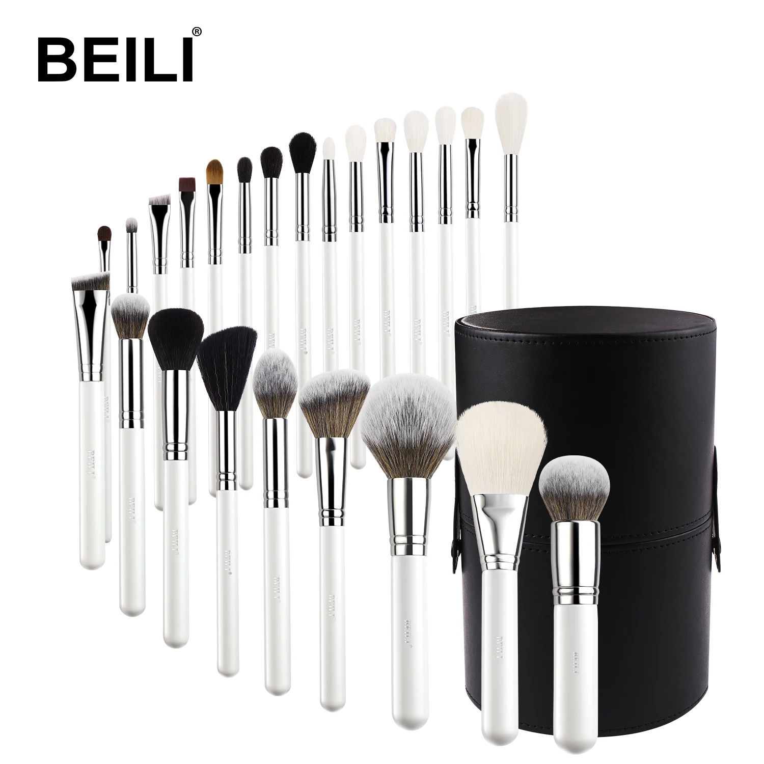 BEILI White cosmetiquera brochas de maquillaje Private label Makeup brush Sets Fast Shipping Custom Complete Beauty Tool eyebrow