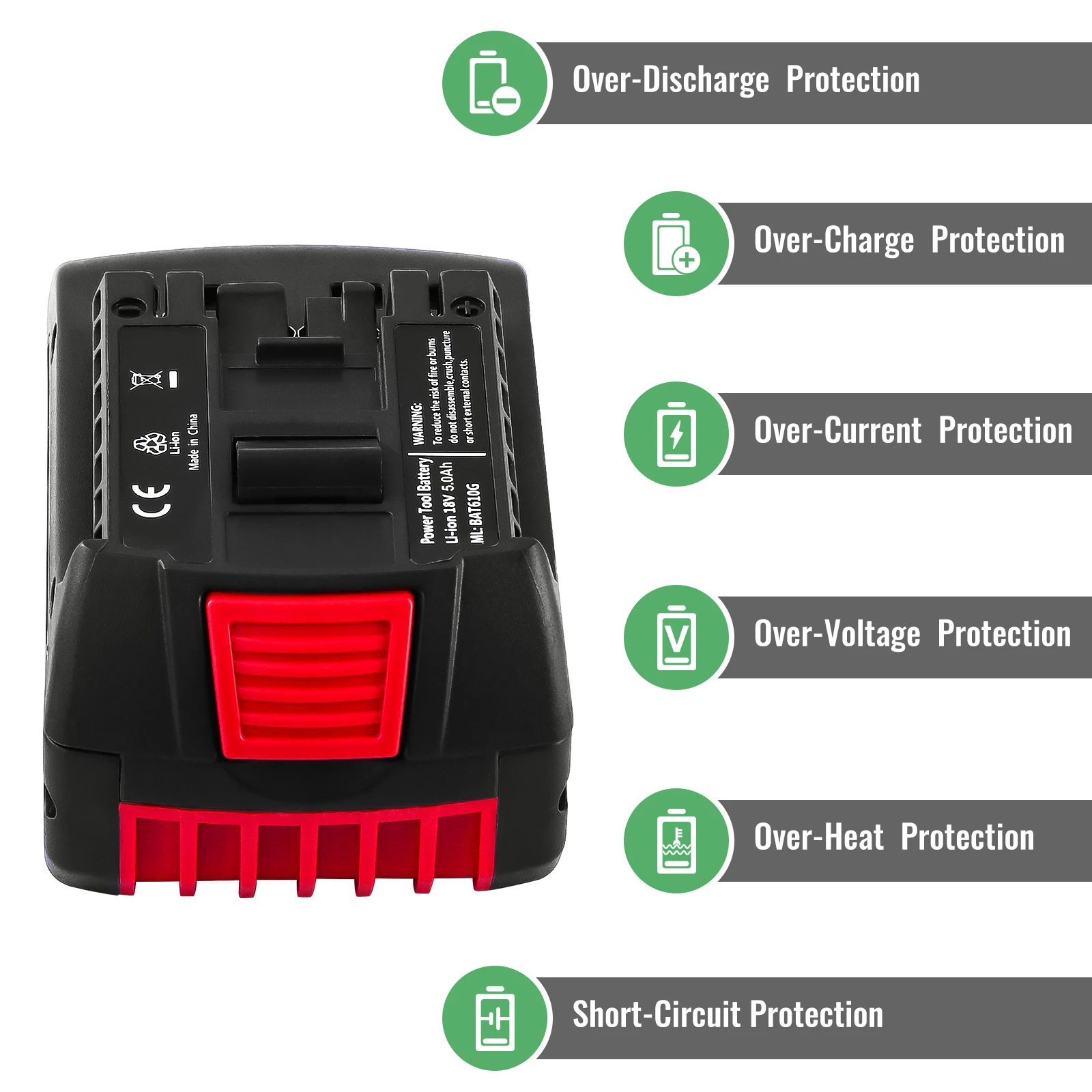RHY Replacement 18v for Boschs Lithium-ion Rechargeable Battery Pack for Power Tool Cordless Drill Set BAT610G BAT609 BAT612