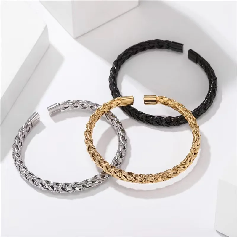 High End 18K Gold Plated Chunky Hollow Cuff Bracelet Bangle Bracelet Stainless Steel Gold Jewelry