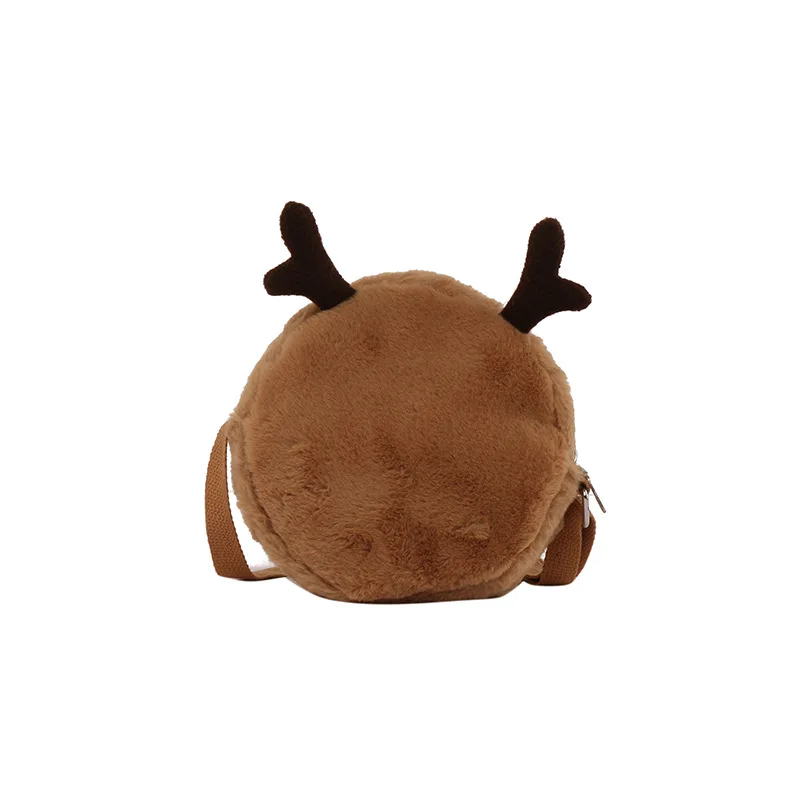 Плюшевая сумка, новая милая плюшевая сумка-мессенджер, сумка на одно плечо в студенческом стиле, маленькая круглая сумка