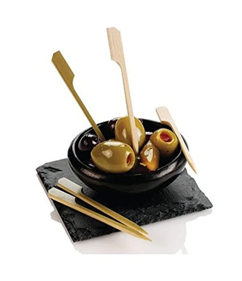 Multiple usage 9 cm Natural Color Paddle Bamboo Skewers 100 PCS for BBQ Restaurant Party