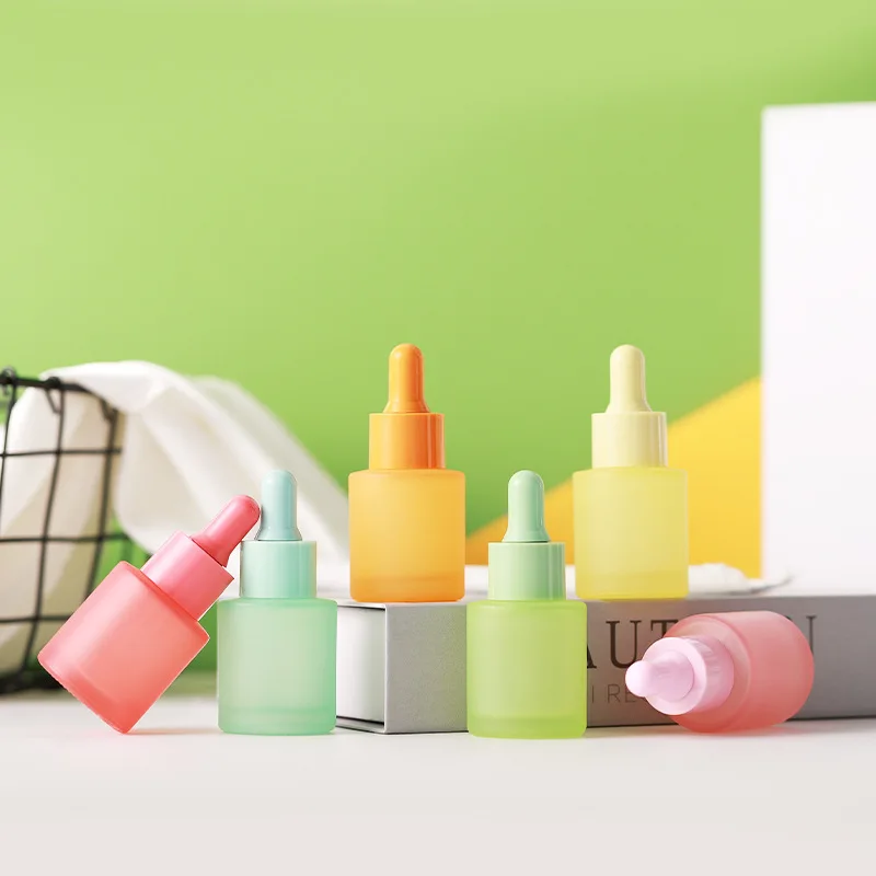 Round shape 20ml Luxury Hair Oil Pink purple yellow black Glass Dropper Bottle