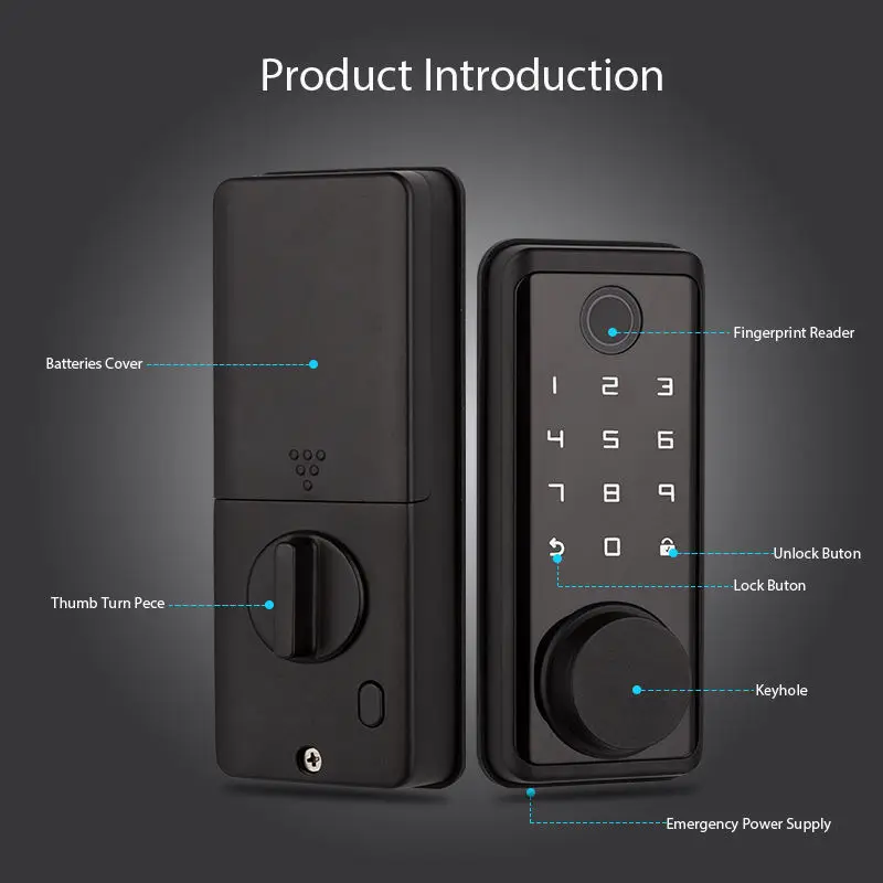 Tuya BLE Smart Aluminum Door Lock Biometric Fingerprint Security Anti-theft Digital Keyless Lock Smart Fingerprint Door Lock