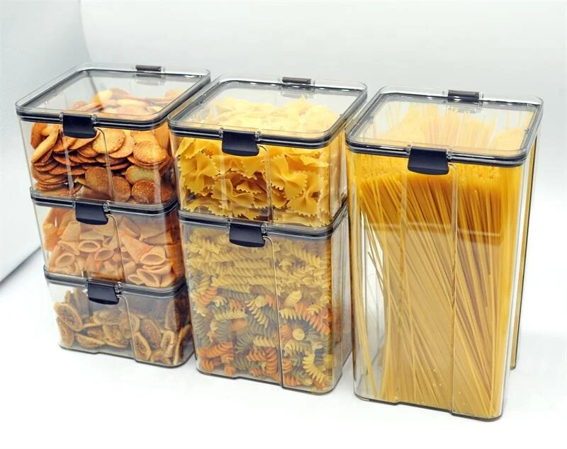 High Clear kitchen airtight plastic cereal food storage containers with lid BPA Free big size large capacity storage boxes