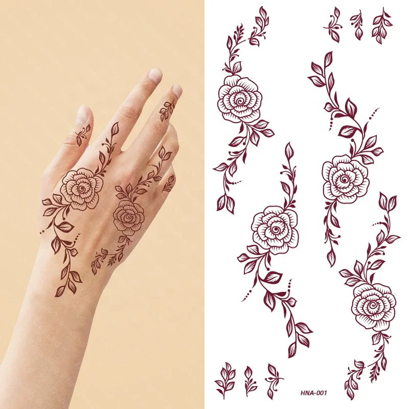 Flower Pattern Lace Temporary Henna Tattoo Sticker With Waterproof High Quality