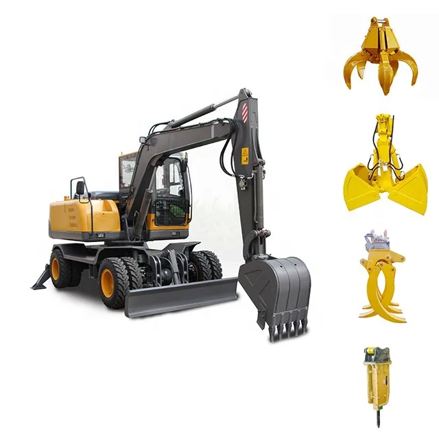 china big manufacturer 8 ton wheel excavator with attachments