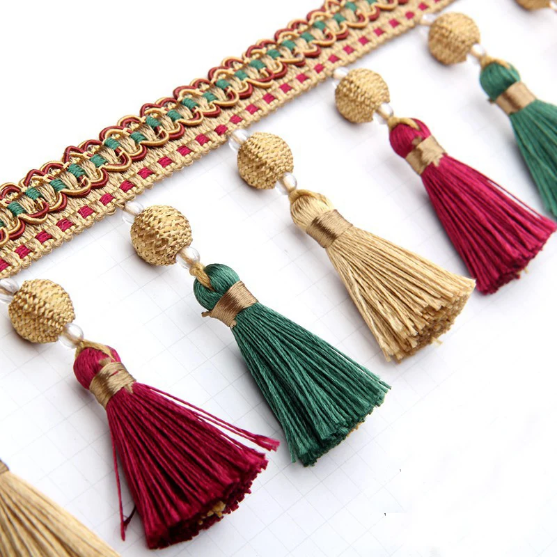 Fancy Handmade Beaded Fringe Trim for Lampshade, Curtain, Tablecloth 12cm Long Tassel Sewing Crafts Trim Curtain CN;ZHE Qianxi