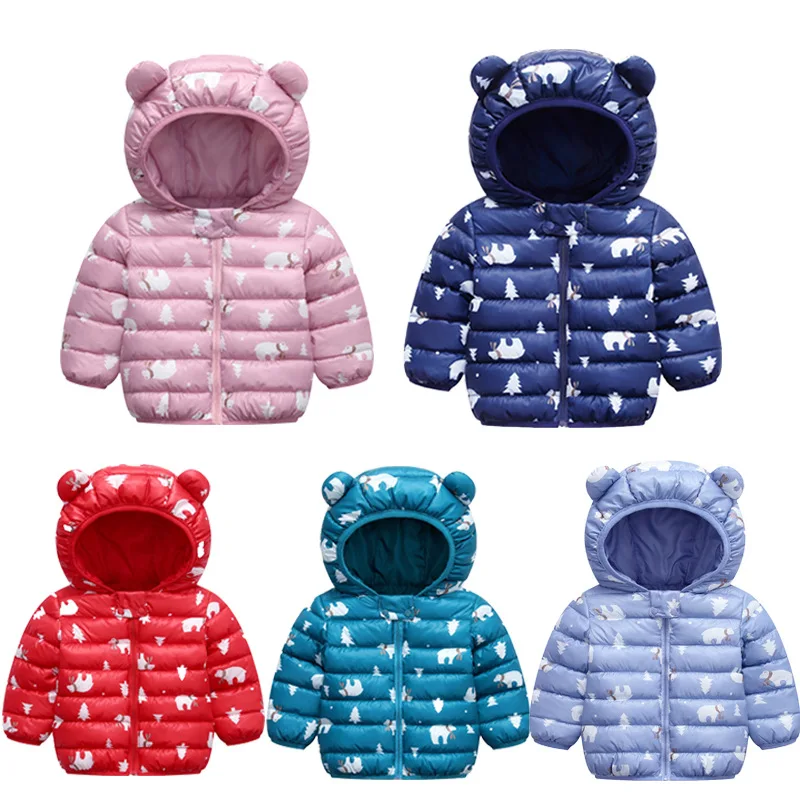 Korean girls winter clothes boys short puffer down jacket solid thicken hooded padded