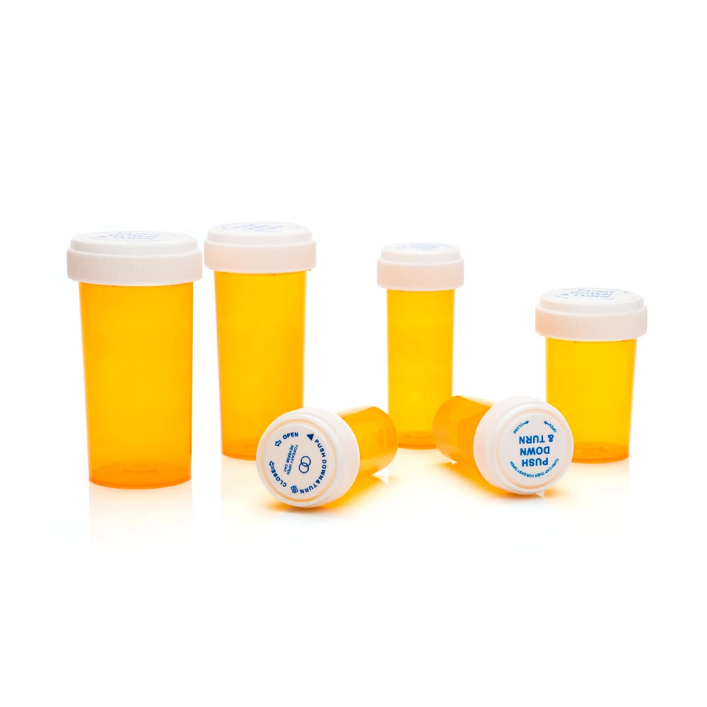 Custom printing logo plastic medicine pill reversible cap bottle dram rx medicine pill vials