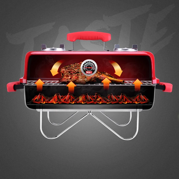Mini Portable Foldable Camping BBQ Grills Outdoor Indoor Tabletop Smokeless Multi-function BBQ Smoker Charcoal Barbecue Grill
