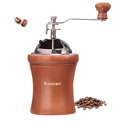 Manual coffee grinder hand crank adjustable wood household coffee bean grinder coffee machine