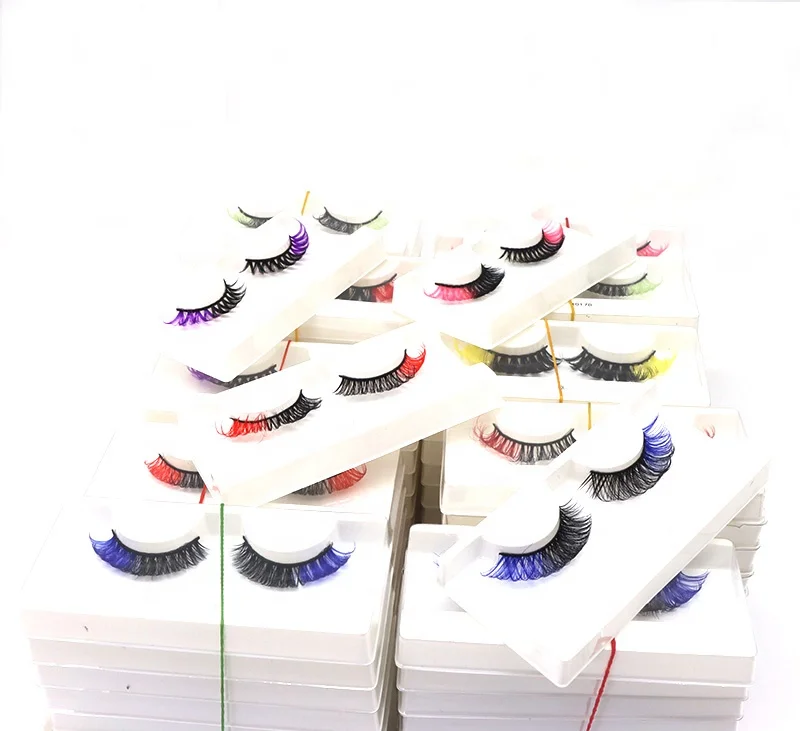 Natural Long Russian Volume Strip Lashes Wholesale Color Lashes Private Label Russian Volume Colored Lash Strips