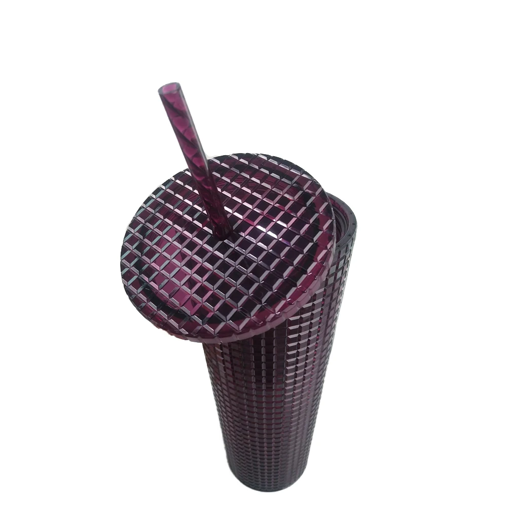 Christmas Decoration ideas BPA Free Plastic Cups Reusable Burgundy Maroon Studded Disco Tumbler