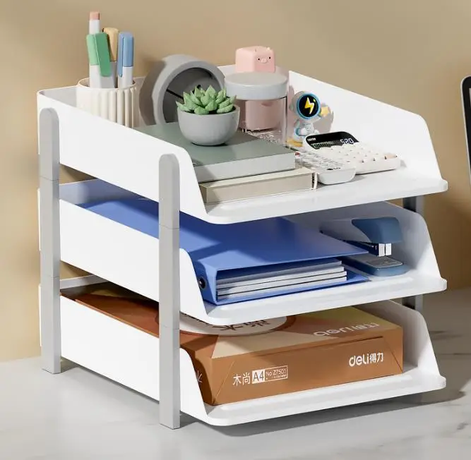 Multi-layer file rack data rack desktop creative office classification supplies storage A4 paper horizontal layered rack