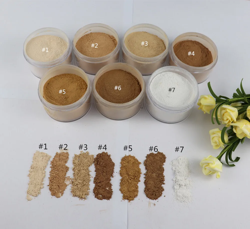 Private Label 7-Color Mineral Waterproof Makeup Setting Powder Smooth Silky Loose Powder Foundation with Concealer Feature
