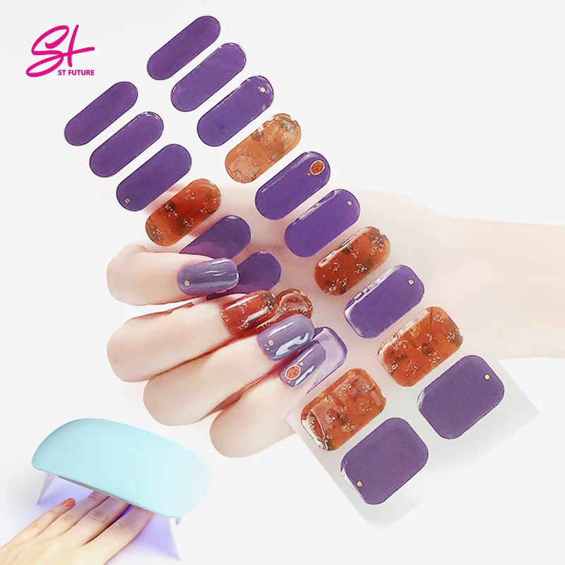 ST FUTURE 20 Semi Cured Gel Nail Wraps UV/LED Lamp Required 16 Real Gel Nail Polish Stickers