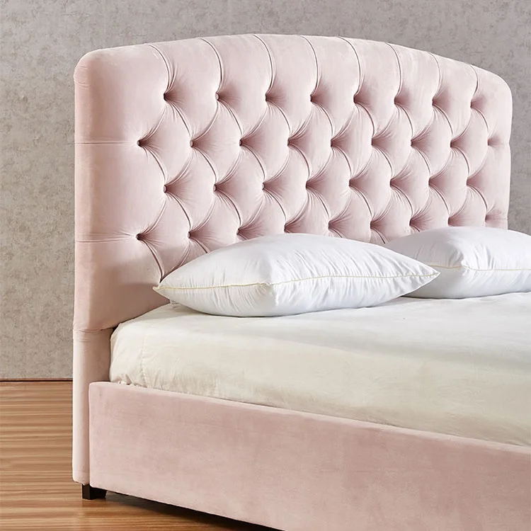 ottoman morden light luxury king size bed with pink colour also to be used to the bedroom kids house beds