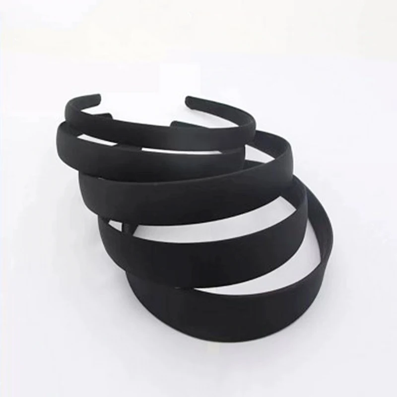 1.5cm-4cm Black Satin Fabric Covered Plastic Headbands for Kids Ladies DIY Handmade Hair Accessories Plain Hairbase Hair Hoops