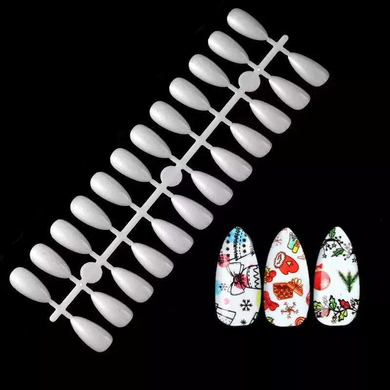 120pcs Display Nail Tips Color Display Nail Sharp Water Drop Shape Clear Natural Color Chart Display for Manicure Practice